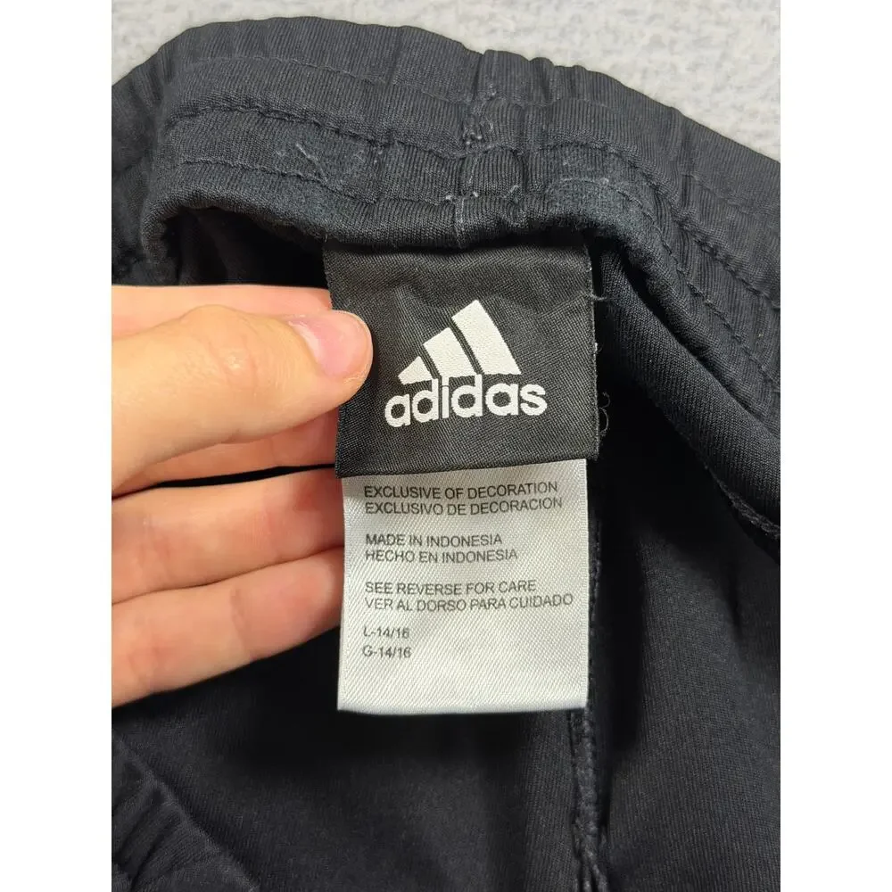 Adidas Essentials 3 Stripes Tricot Track Pants Men Large Black Open Hem Jogger‎